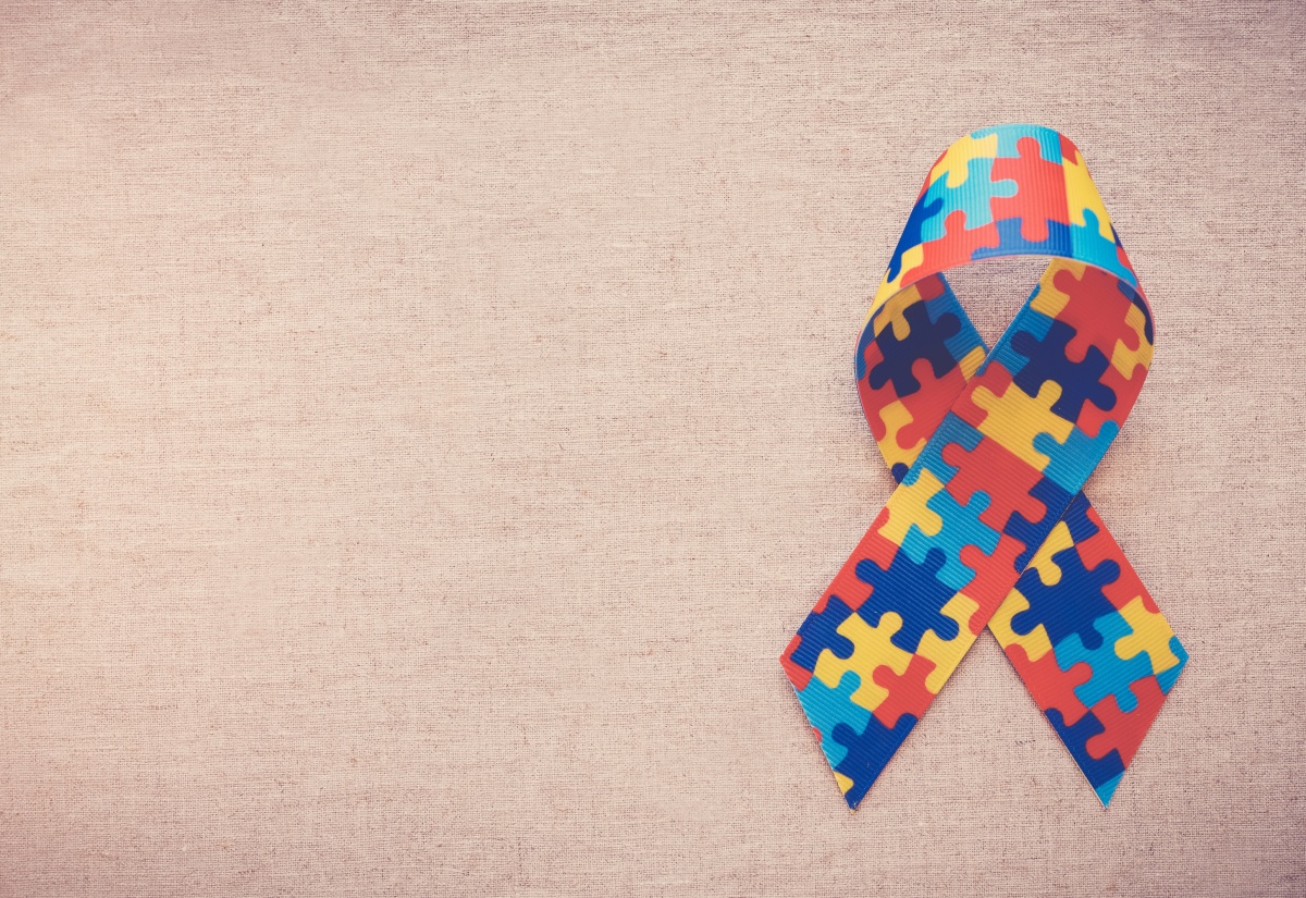 Puzzle ribbon for autism awareness