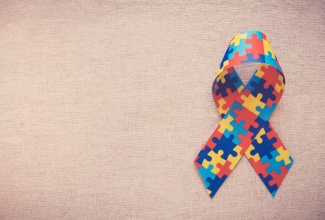 Puzzle ribbon for autism awareness