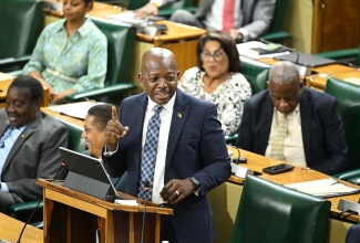 Minister of Labour and Social Security, Hon. Pearnel Charles Jr., makes his contribution to the 2026/27 sectoral debate in the House of Representatives on Tuesday (May 19).
