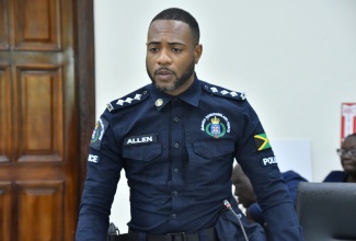 Operations Officer for the Westmoreland Police Division, Deputy Superintendent of Police (DSP) Jordaine Allen, addresses the monthly meeting of the Westmoreland Municipal Corporation in Savanna-la-Mar on May 14.