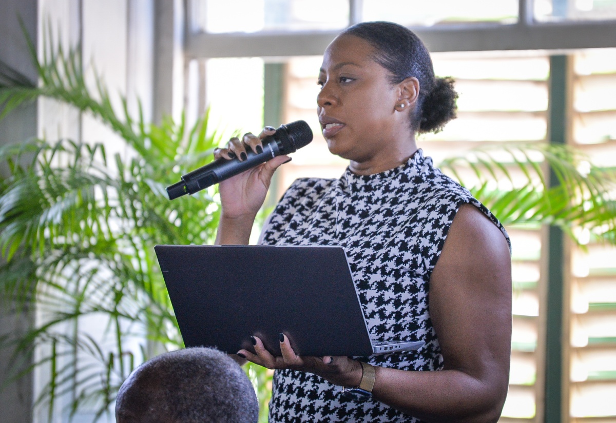 Parish Manager for the Social Development Commission (SDC) in St. Catherine, Shana-Lee Archibald, speaks at the monthly meeting of the St. Catherine Municipal Corporation, on May 14, in Spanish Town.