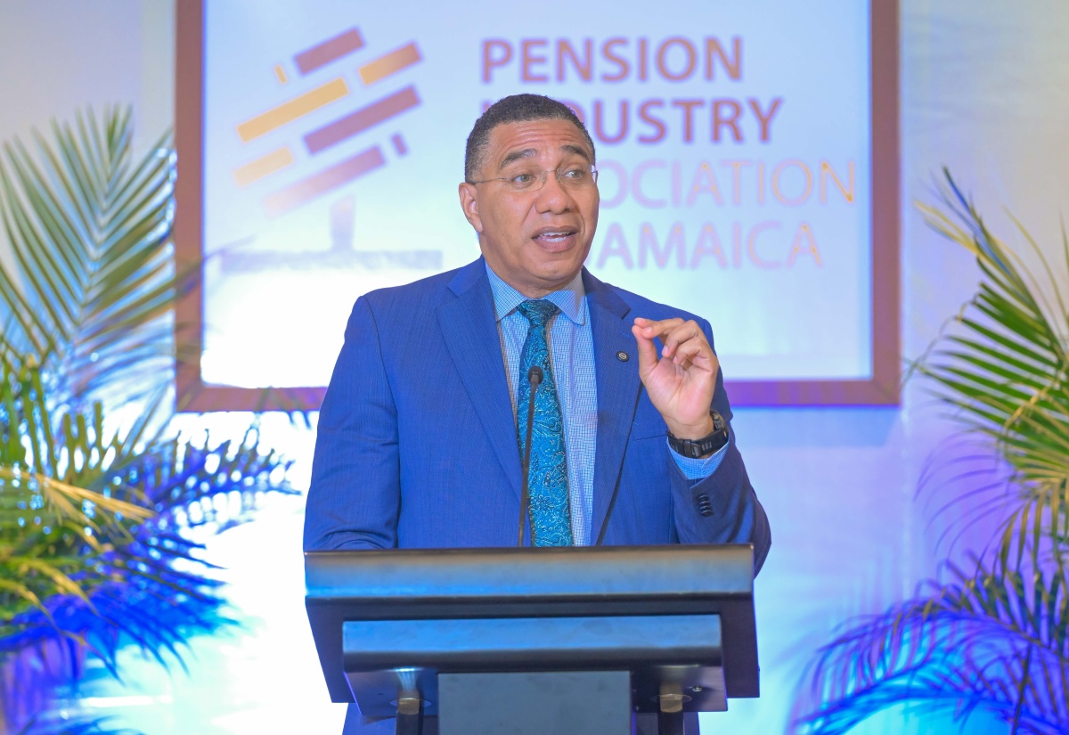 Prime Minister, Dr. the Most Hon. Andrew Holness, emphasises a point while addressing the Pension Industry Association of Jamaica (PIAJ) annual luncheon at The Jamaica Pegasus hotel in New Kingston on Tuesday (May 5).
