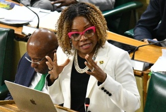 Minister of Education, Skills, Youth and Information, Senator Dr. the Hon. Dana Morris Dixon, closes the debate on the National Reconstruction and Resilience Authority (NaRRA) Act in the Senate on May 8.