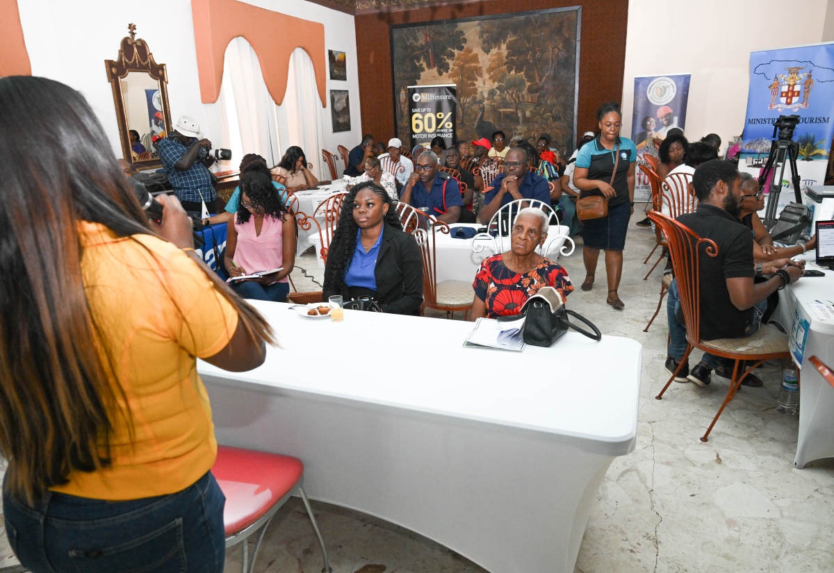 Director of Tourism Economics and Facilitation at the Ministry of Tourism, Dahlia Christopher, makes a presentation during the Tourism Product Development Company Limited (TPDCo) Licensing Expo, held at the Jamaica Palace Hotel in Port Antonio, Portland, on May 12.
