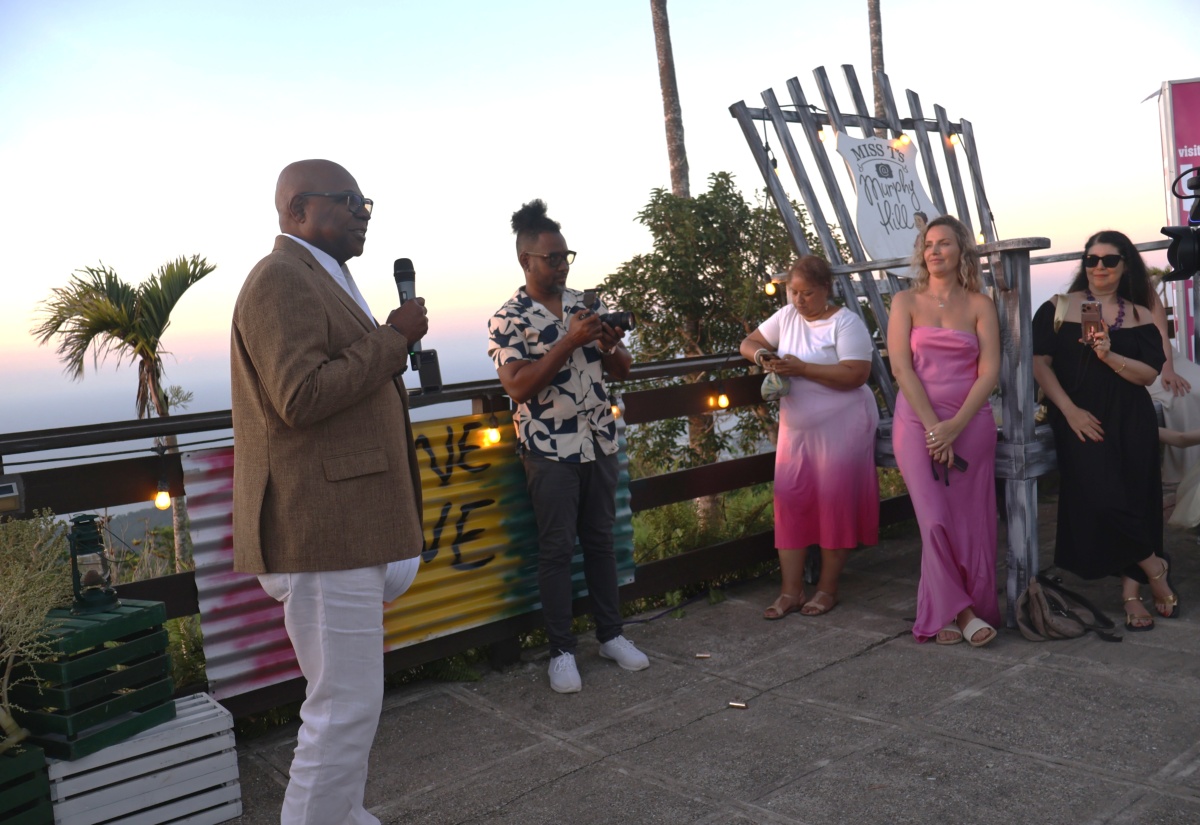 Minister of Tourism, Hon Edmund Bartlett, addressing a farewell reception hosted by the Jamaica Tourist Board (JTB) for more than 60 international journalists and content creators, at Miss T