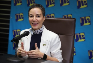 Minister of Foreign Affairs and Foreign Trade, Senator the Hon. Kamina Johnson Smith, addresses a recent JIS Think Tank at the agency