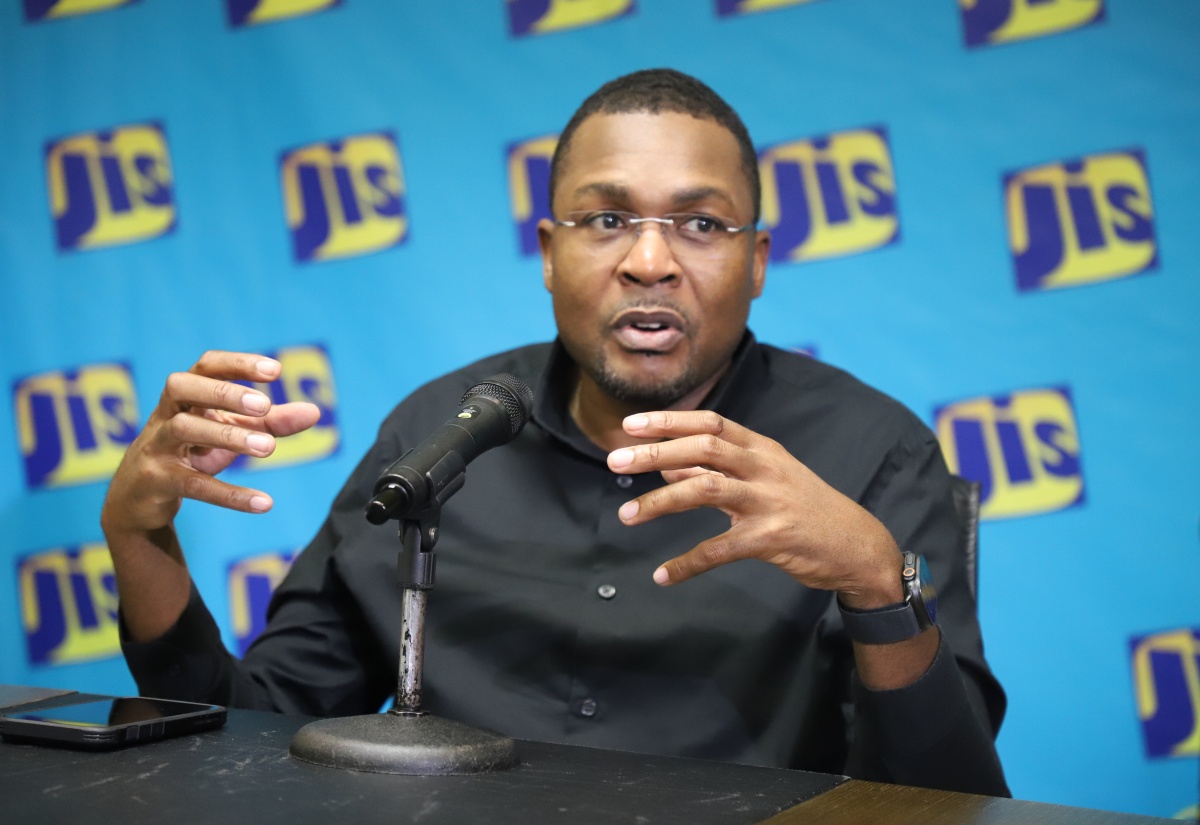 Minister without Portfolio in the Ministry of Economic Growth and Infrastructure Development with Responsibility for Works, Hon. Robert Morgan, speaks on the Accelerated Bridge Programme during a Jamaica Information Service (JIS) 