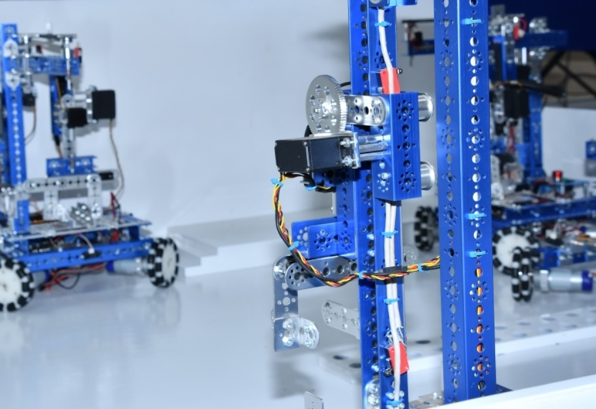 A robotics display at the WorldSkills Autonomous Mobile Robotics Invitational Training Camp at the Cardiff Hotel and Spa in St. Ann in January 2024.
