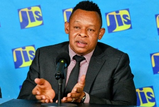Acting President of the National Water Commission (NWC), Kevin Kerr, speaks at a Jamaica Information Service (JIS) Think Tank on Tuesday, May 12.
