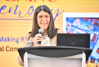 Director General of the Inter-American Institute for Children and Adolescents of the Organization of American States (OAS), Dr. María Julia Garcete Yegros, delivers remarks during the seventh annual Early Childhood Commission (ECC) Professional Development Institute, held recently at the Montego Bay Convention Centre in St. James.
