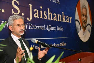India’s Minister of External Affairs, His Excellency Subrahmanyam Jaishankar, addresses a forum at the University of the West Indies (UWI), Mona Campus in St. Andrew on May 4.
