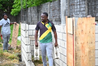 Technical Officer at the Portland Municipal Corporation, Brian Wallace, is hard at work during a Labour Day Project at Carder Park in the parish on May 25.
