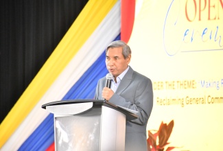 Deputy Representative of UNICEF Jamaica, Mohammad Mohiuddin, gives remarks during the opening ceremony of the seventh annual Early Childhood Commission (ECC) Professional Development Institute (PDI), at the Montego Bay Convention Centre in St. James, on Monday (May 18).