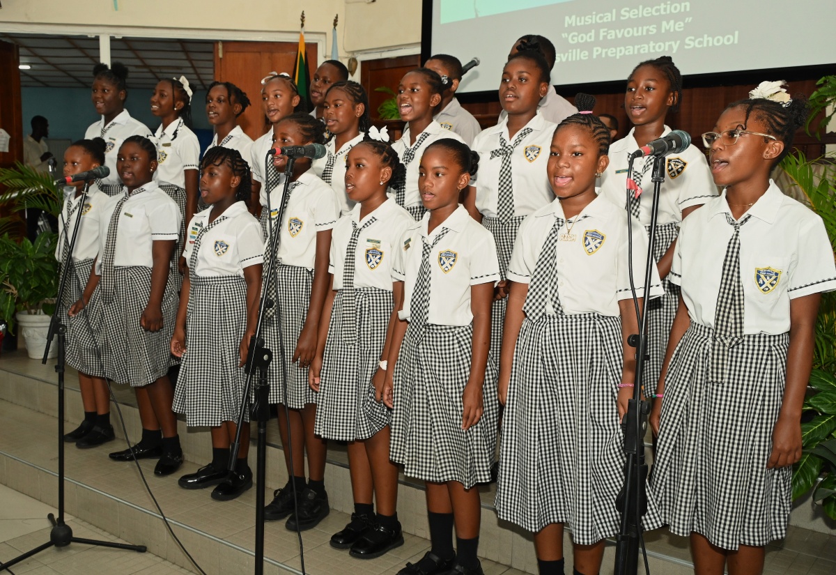 The Mavisville Preparatory School choir singing God Favours Me at the National Child Month Church Service, held on Sunday, May 3  at the Maranatha Assembly, 7 Deanery Road, Kingston.

