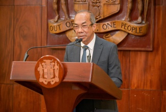 Deputy Prime Minister and Minister of National Security and Peace, Hon. Dr Horace Chang, provides details about the Memorandum of Understanding (MOU) signed between Jamaica and the United States (US) to transition Third Country Nationals (TCNs) during Wednesday’s (June 17) post-Cabinet Press Briefing at Jamaica House.
