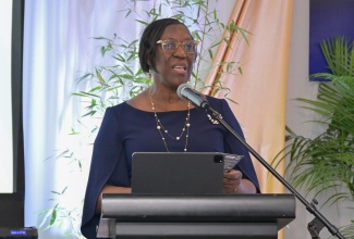 Principal Director of the Bureau of Gender Affairs, Sharon Coburn Robinson, leads a discussion on the topic ‘The Impact of Relentless Positive Male Engagement’ during the Outstanding Fathers Award Ceremony at the Jamaica Pegasus Hotel in New Kingston on Friday (June 19). The event was held under the theme ‘Built on Strength and Sacrifice: Honouring Resilience and Commitment’.
