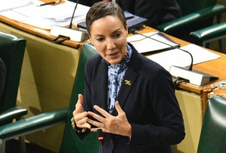 Minister of Foreign Affairs and Foreign Trade, Senator the Hon. Kamina Johnson Smith, addresses Friday’s  (June 5) sitting of the Senate at Gordon House.