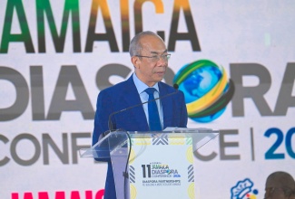 Deputy Prime Minister and Minister of National Security and Peace, Hon Dr. Horace Chang, addresses the 11th Biennial Jamaica Diaspora Conference at the Montego Bay Convention Centre in Rose Hall, St. James, on Tuesday (June 16). 
