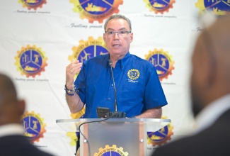 Minister of Energy, Transport and Telecommunications, Hon. Daryl Vaz, addresses Thursday’s (June 25) press conference at the Ministry’s New Kingston offices.