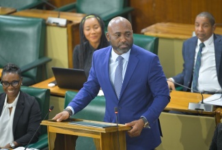 Minister without Portfolio with responsibility for Science, Technology and Special Projects, Dr. the Hon. Andrew Wheatley, makes his contribution to the 2026/27 Sectoral Debate in the House of Representatives on June 2.
