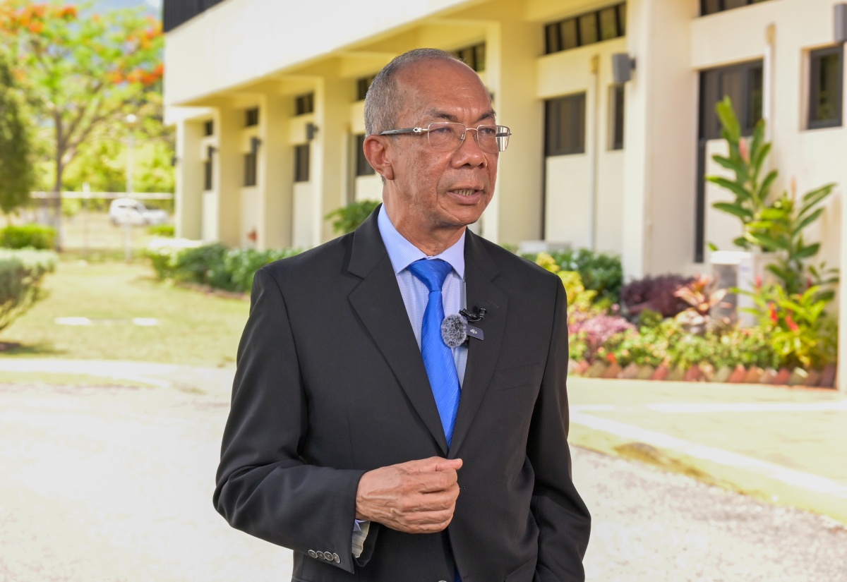 Deputy Prime Minister and Minister of National Security and Peace, Hon. Dr. Horace Chang, speaks in an interview with Jamaica Information Service (JIS) Chief Executive Officer (CEO), Giovanni Dennis, at Jamaica House on Monday (June 29).
