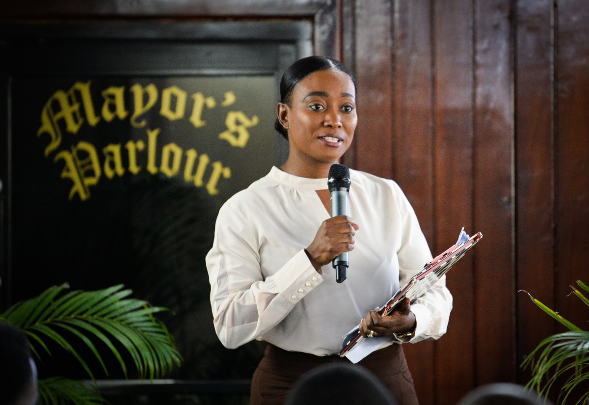 Deputy Chief Public Health Inspector for St. Catherine, Denese Douglas, addresses the Monthly Meeting of the St. Catherine Municipal Corporation on June 11, in Spanish Town.

