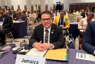 Minister of Water, Environment and Climate Change, Hon. Matthew Samuda, during the recent Island States Ocean Summit (ISOS) in Japan.
