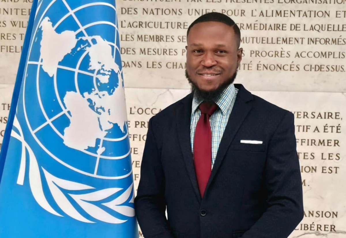 PhD Candidate and CARICOM Youth Ambassador, Odane Brooks, pauses for a photo during the UN Food Systems Youth Leadership Programme event held at the Food and Agriculture Organization (FAO) Conference in Rome Italy in May 2026.

