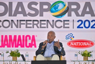 Chairman of the National Artificial Intelligence (AI) Task Force and Deputy Chair of the Technology Recovery and Resilience Task Force, Christopher Reckord, addresses a plenary session on ‘Harnessing Diaspora Talent to Build Jamaica