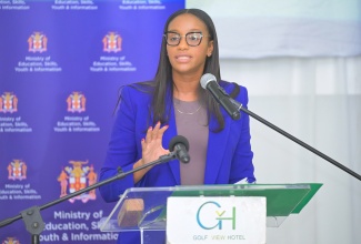 State Minister for Education, Skills, Youth and Information, Hon. Rhoda Moy Crawford, addressing the inaugural Children of Excellence Awards 2026 on May 28 at the Golf View Hotel in Mandeville, Manchester.
