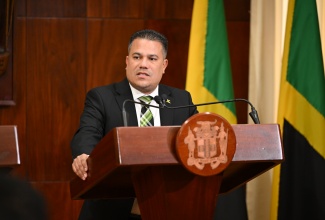 Minister of Water, Environment and Climate Change, Hon. Matthew Samuda, addresses Wednesday’s (June 24) Post-Cabinet Press Briefing at Jamaica House.
