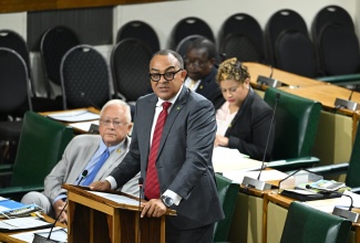 Minister of Health and Wellness, Dr. the Hon. Christopher Tufton, makes his contribution to the debate on the Mediation Act in the House of Representatives on Tuesday (July 7).
