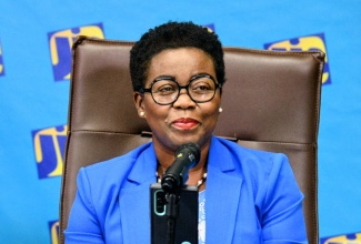 Director, Global Services Association of Jamaica (GSAJ), Gloria Henry, addresses a Jamaica Information Service (JIS) Think Tank on Tuesday, June 30, in Kingston.


