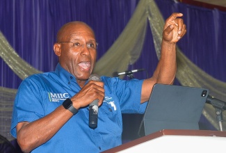 Minister of Industry, Investment and Commerce, Senator the Hon. Aubyn Hill delivers keynote address during the New Testament Church of God Kingdom Builders Business Expo 2026, held in Old Harbour, St. Catherine on Saturday (July 11).