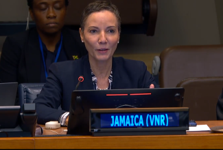 Minister of Foreign Affairs and Foreign Trade, Senator the Hon. Kamina Johnson Smith, delivers Jamaica’s third Voluntary National Review (VNR) report at the seventh meeting of the United Nations High-Level Political Forum on Sustainable Development, in New York, recently.
