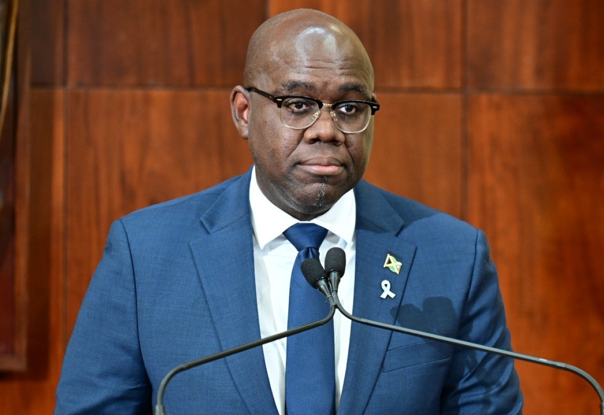 Government Senator, Dr. Elon Thompson, addresses a recent post-cabinet press briefing at Jamaica House.
