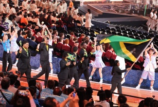 Team WorldSkills Jamaica makes their entry during the parade of teams at Tuesday's (September 22) WorldSkills Shanghai 2026 opening ceremony, held at Shanghai World Expo Cultural Center in Shanghai, China. Bearing the flag is Manager of WorldSkills Jamaica, Makeda Ramgeet Baugh.
