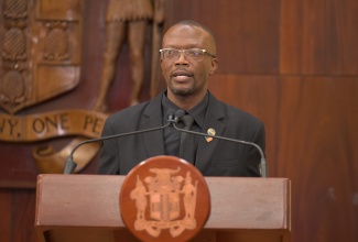 Director of the Cyber Incident Response Team (CIRT) Division, Lieutenant Colonel (Retired) Godphey Sterling, addressing a post-Cabinet press briefing held at Jamaica House on September 30.
