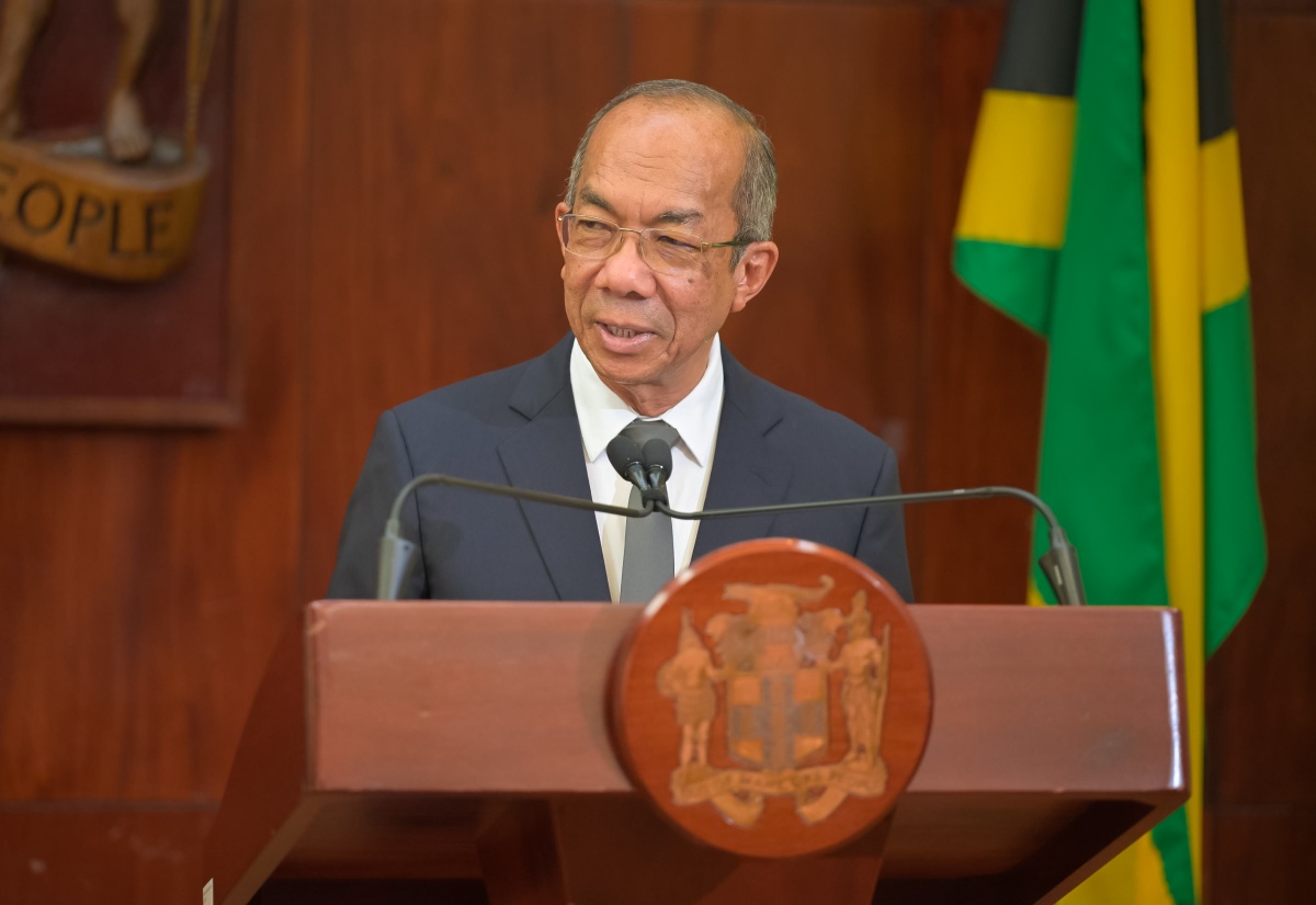 Deputy Prime Minister and Minister of National Security and Peace, Hon. Dr. Horace Chang, addressing Wednesday's (October 14) post-Cabinet press briefing at Jamaica House in St. Andrew.
