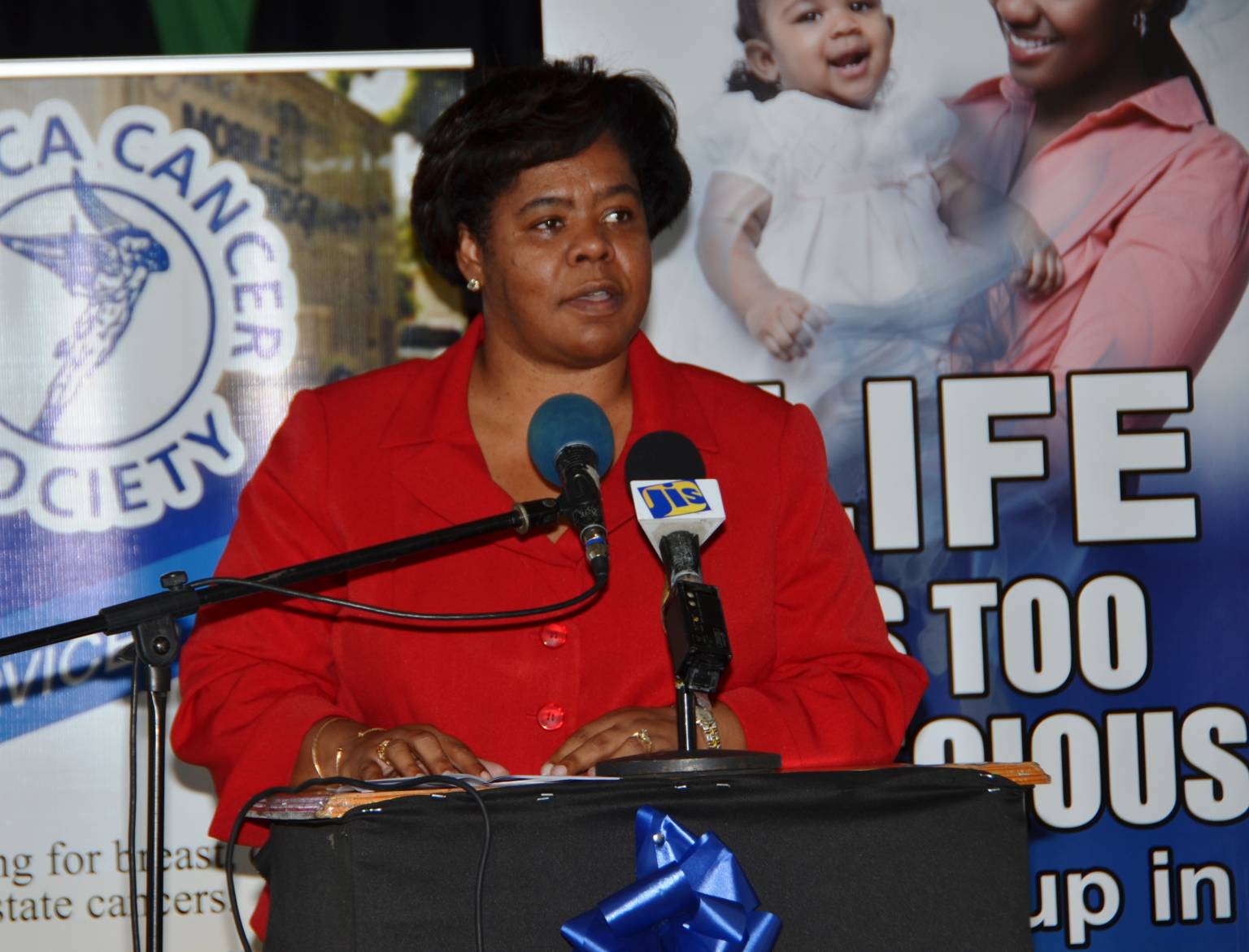 Regional Director, Ministry of Education, Youth and Information, Dr. Michelle Pinnock, addresses an anti-tobacco forum for students, held at the St. John’s Methodist Church Hall in Montego Bay on Thursday, April 14. The forum was hosted by the Jamaica Coalition for Tobacco Control, and was attended by students from several schools across Western Jamaica.