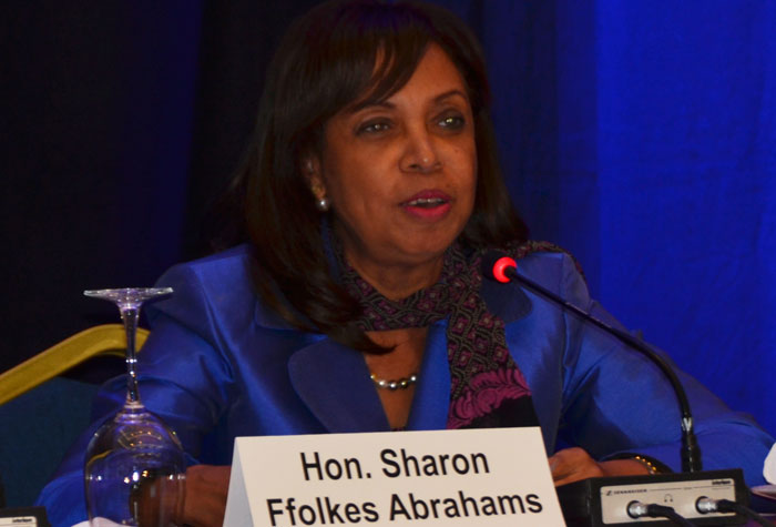 State Minister in the Ministry of Industry, Investment and Commerce, Hon. Sharon Ffolkes Abrahams, addresses the opening of the 13th annual meeting of the Latin American Competition Forum at the Montego Bay Convention Centre on September 23. 