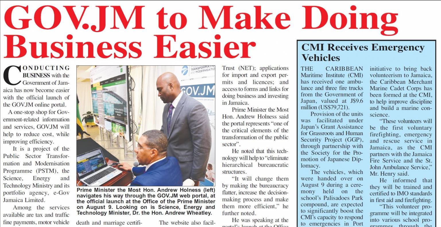 GOV.JM to Make Doing Business Easier