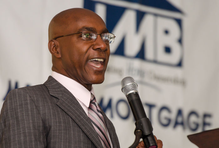 Director, Business Operations at the Jamaica Mortgage Bank (JMB), Hecton Hemans, explains the bank’s new Technical Support Services product to stakeholders at its recent launch  at the Terra Nova All Suites Hotel.  