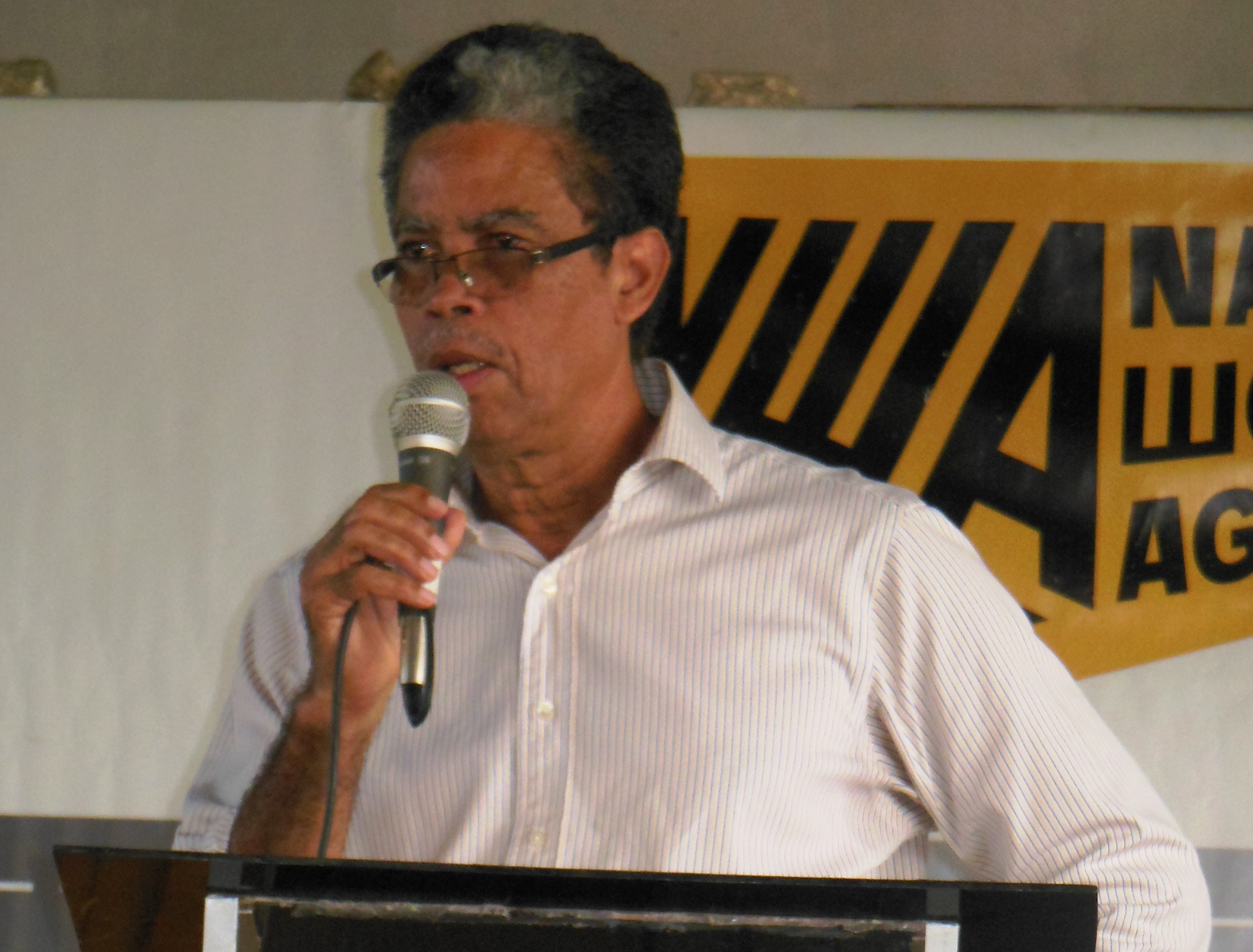 Major Projects Manager at the NWA, Horace Cotterell, speaking at a town hall meeting in Negril recently.