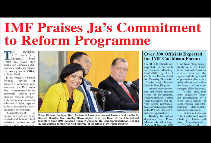 IMF Praises Ja’s Commitment to Reform Programme