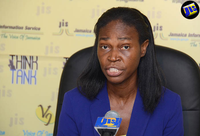 Senior Technical Specialist at Tax Administration of Jamaica (TAJ), Monica Walker, responds to queries at a JIS Think Tank on July 1.
