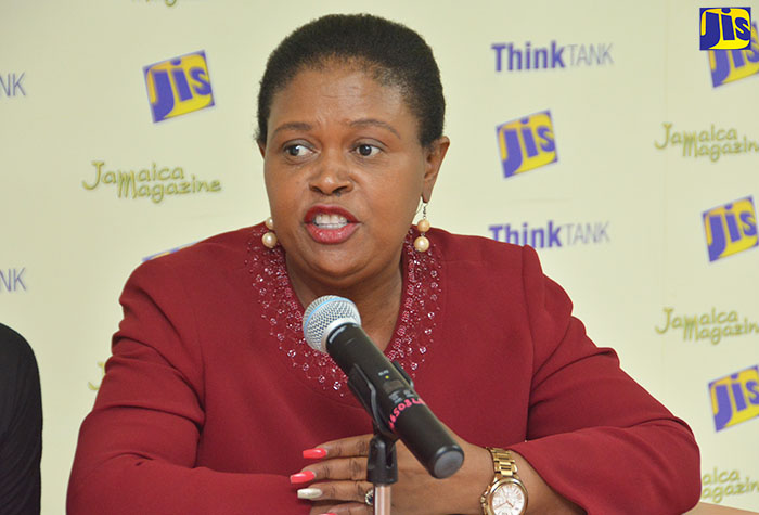Member of the organising committee for the Jamaica International Exhibition (JIE), Dollis Campbell, addresses a Jamaica Information Service (JIS) Think Tank at the agency’s Montego Bay Regional Office on May 24.