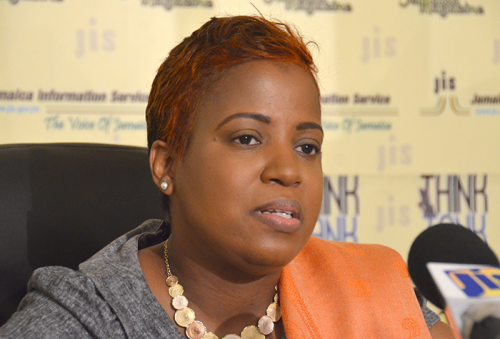 Acting Permanent Secretary in the Ministry of Culture, Gender, Entertainment and Sport, Dr. Janice Lindsay, addressing a Jamaica Information Service Think Tank on Thursday, May 18.