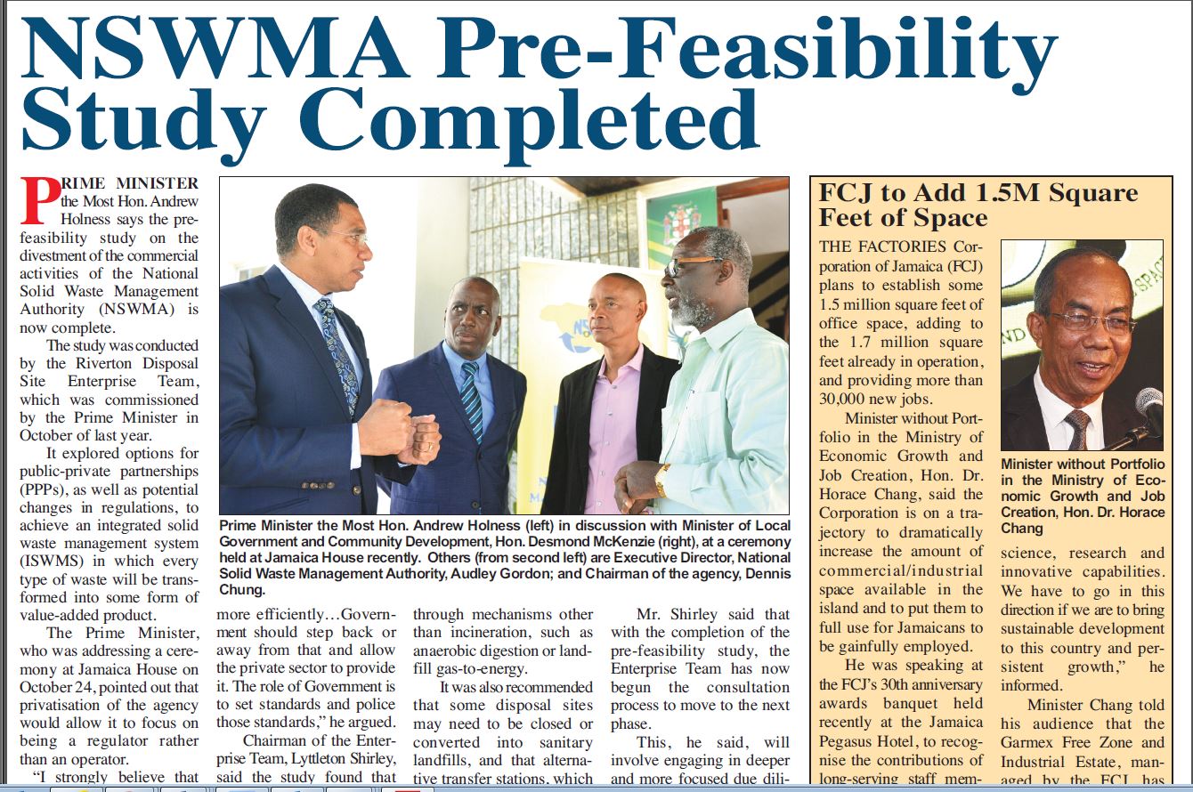 NSWMA Pre-Feasibility Study Complete. 