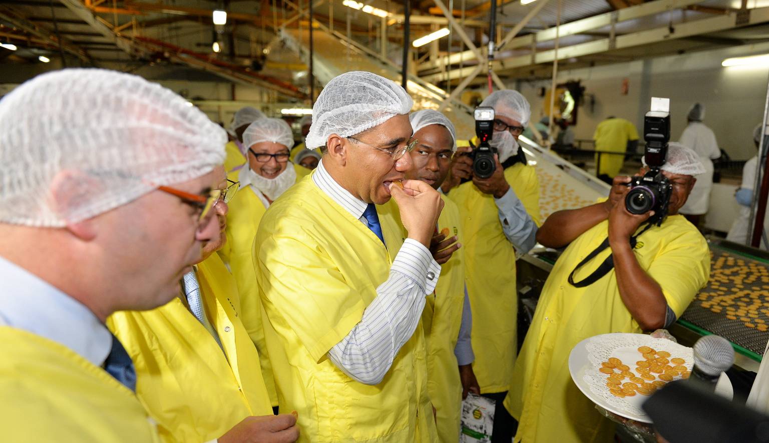 PM Holness at the unveiling ceremony for new factory equipment at